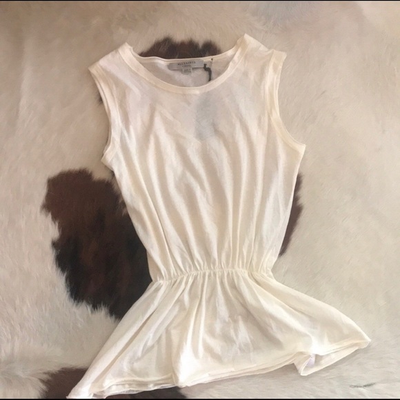 All Saints Waisty Blouse Cream Flowy Top Knit Small - Picture 4 of 7
